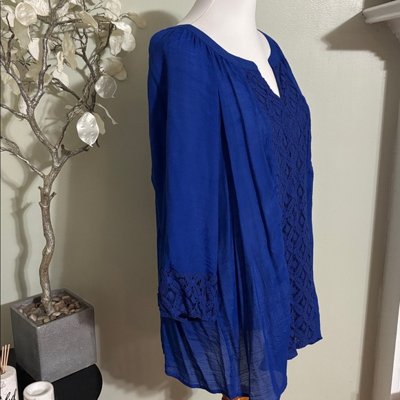 Counterparts Royal Blue Tunic with Lace Accents - Picture 4 of 5